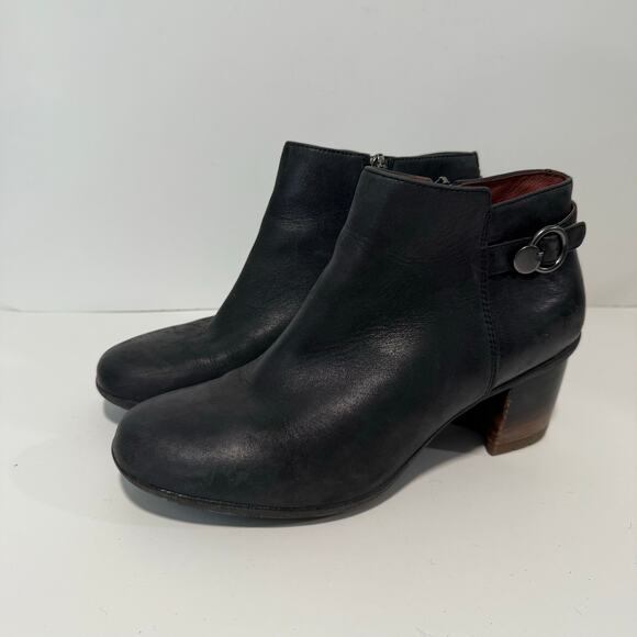 Dansko Women's Perry Zip Ankle Booties Leather Heeled Round Toe Black EU 40 - Picture 1 of 9